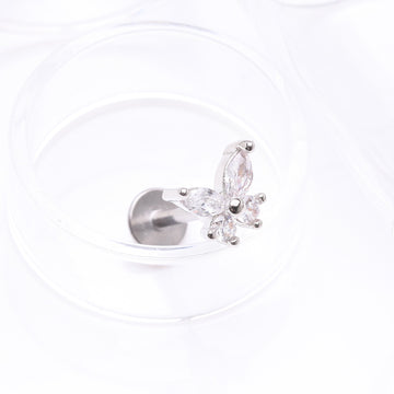 Detail View 1 of Brilliant Sparkle Butterfly Prong Gem Top Flat Back Stud Labret-Clear Gem